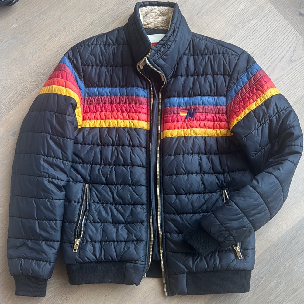Aviator Nation Women’s Puffer Striped  Jacket Small